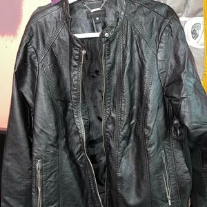 Faux leather motor jacket